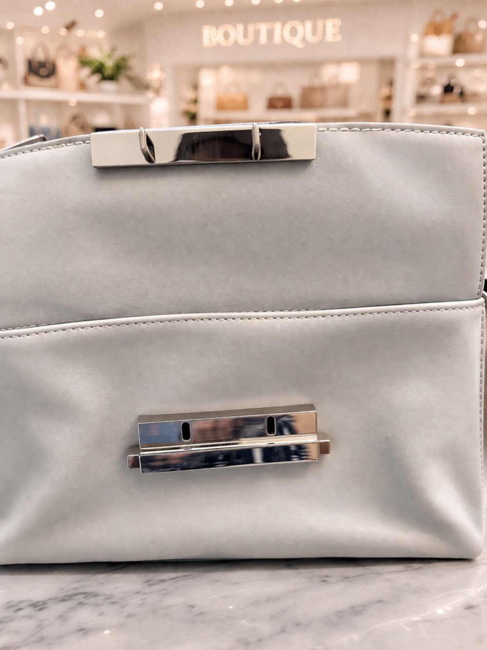 French Connection Gray Crossbody Shoulder Bag Minimalist Chic - Picture 5 of 6